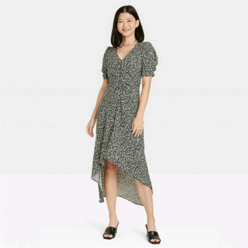 A New Day Women's Crepe Short Sleeve Midi Dress XS - Picture 3 of 7